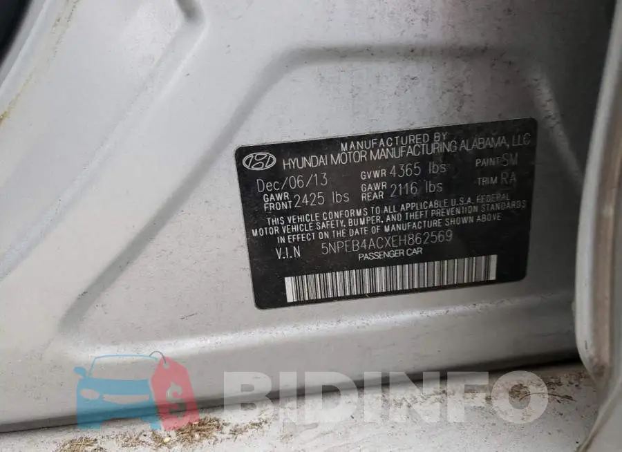 5NPEB4ACXEH862569 Photo# 12