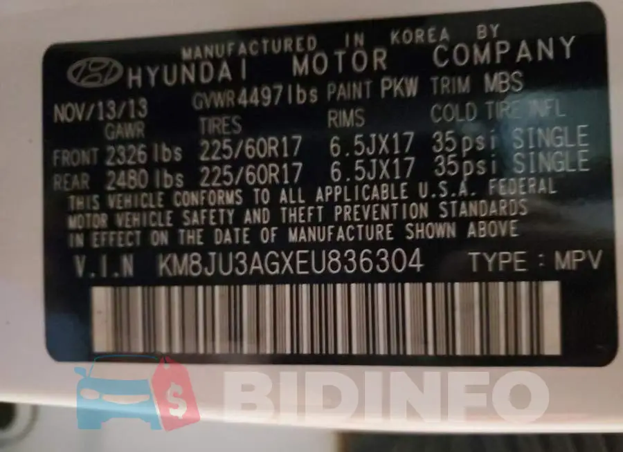 KM8JU3AGXEU836304 Photo# 13