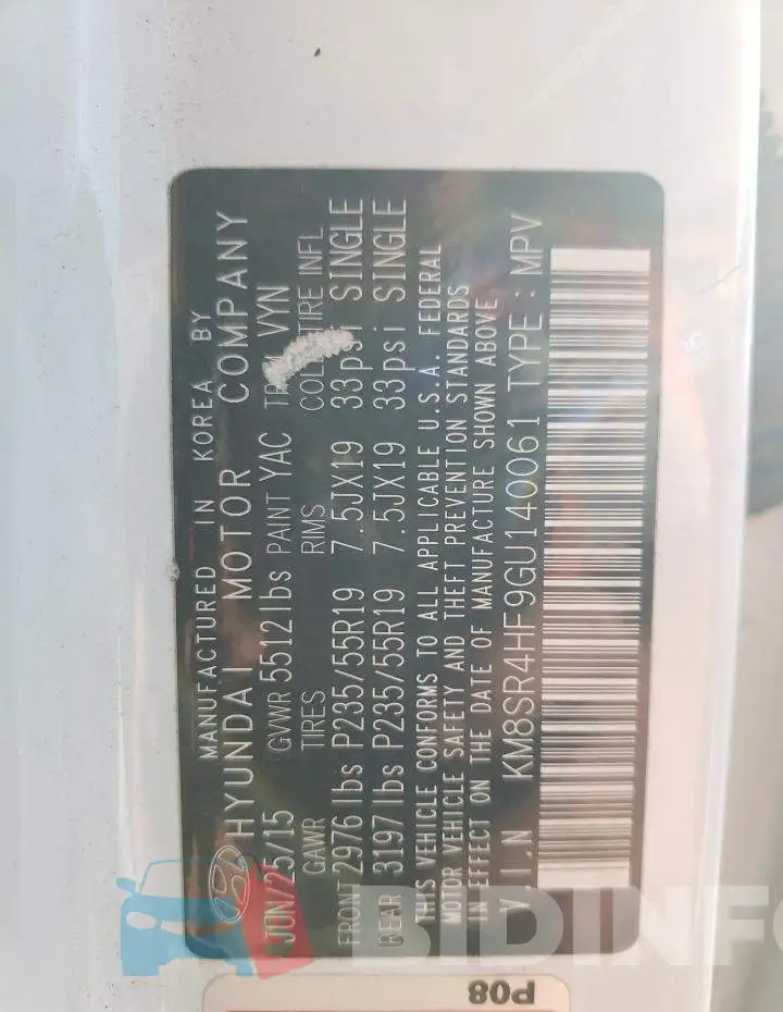 KM8SR4HF9GU140061 Photo# 13
