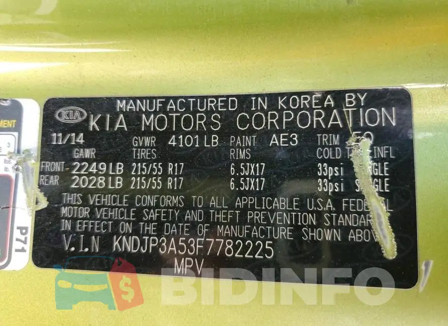 KNDJP3A53F7782225 Photo# 13
