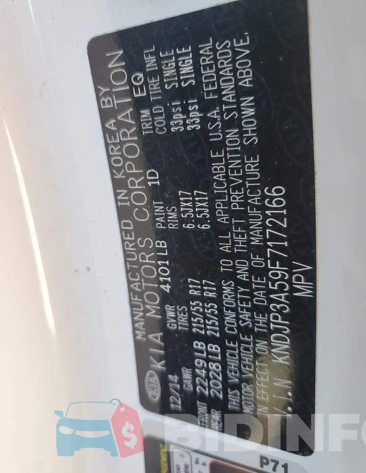 KNDJP3A59F7172166 Photo# 13