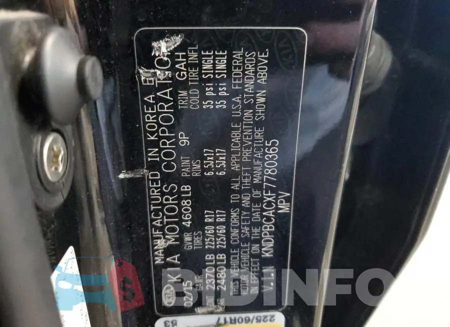KNDPBCACXF7780365 Photo# 13
