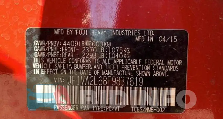 JF1VA2L68F9837619 Photo# 10