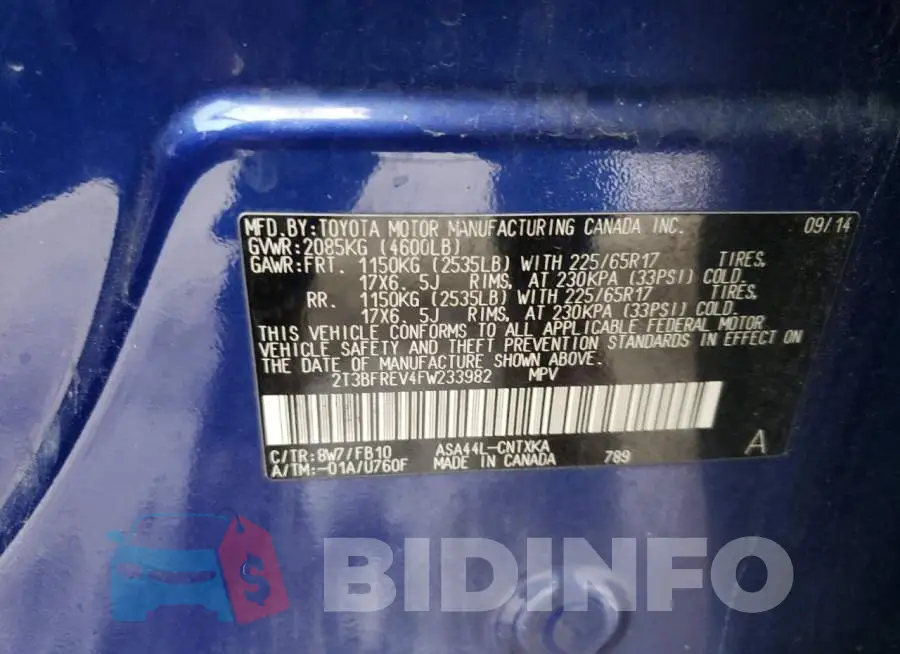 2T3BFREV4FW233982 Photo# 13