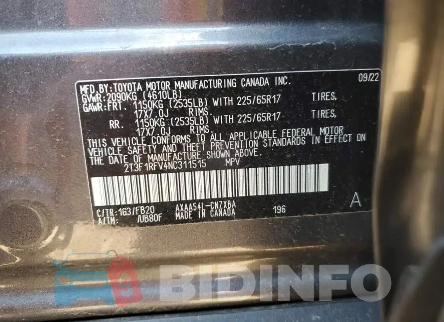 2T3F1RFV4NC311515 Photo# 12