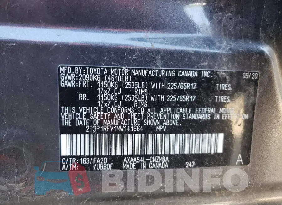 2T3P1RFV1MW141664 Photo# 13