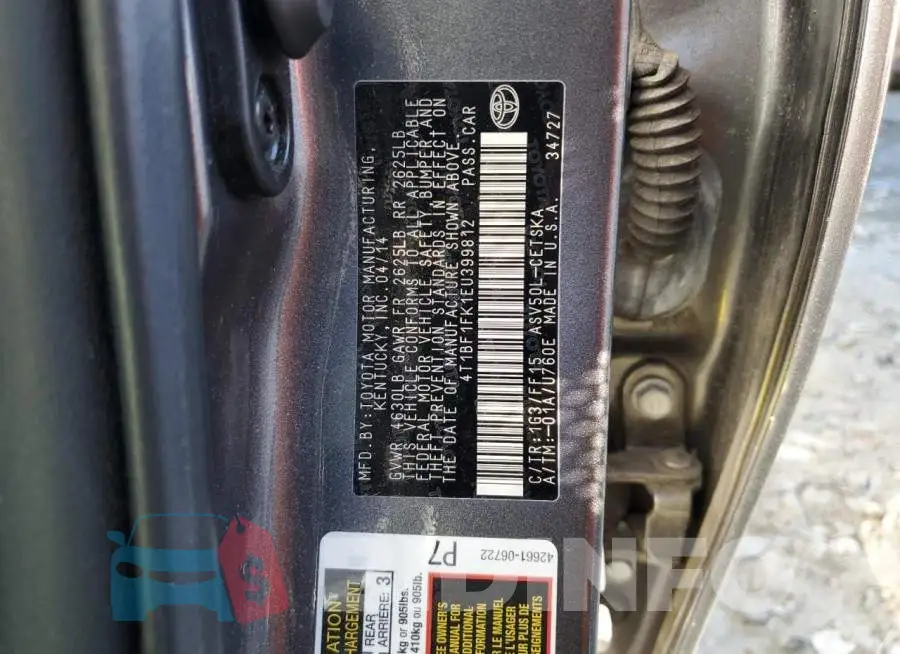 4T1BF1FK1EU399812 Photo# 13