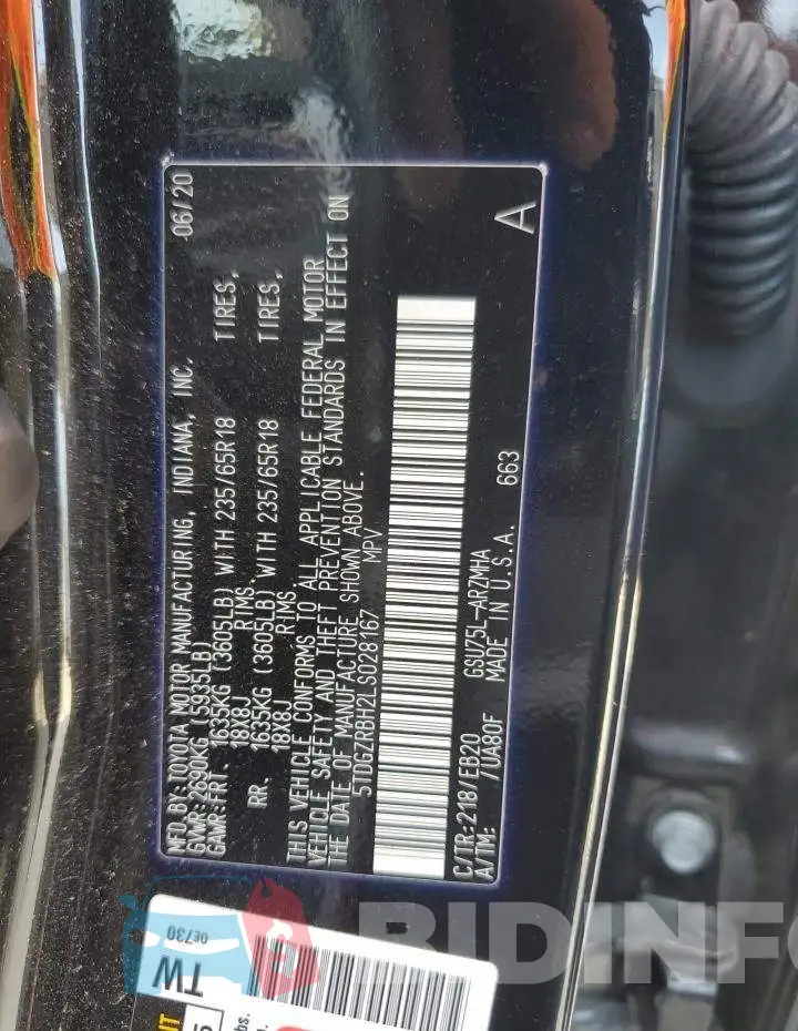 5TDGZRBH2LS028167 Photo# 12