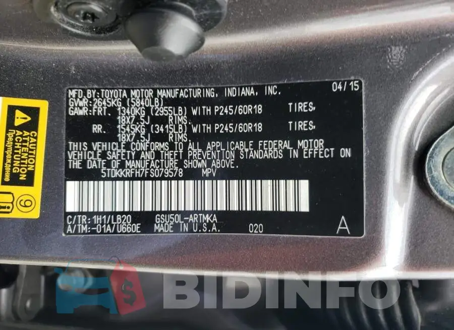 5TDKKRFH7FS079578 Photo# 13