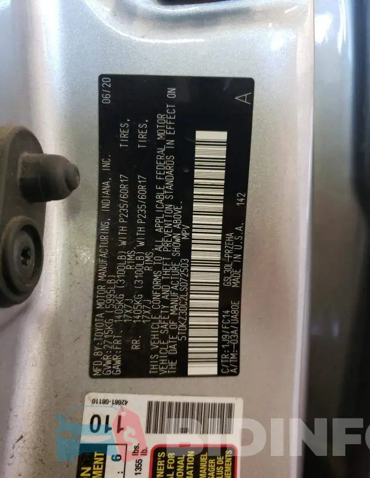 5TDKZ3DC2LS072503 Photo# 14