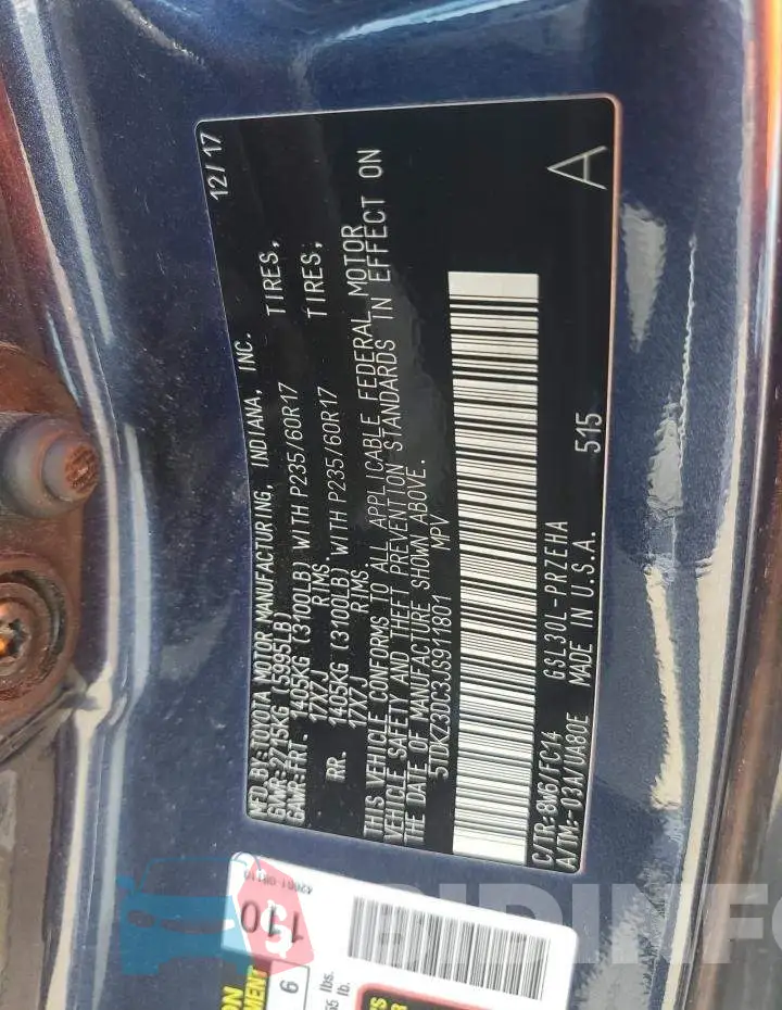 5TDKZ3DC3JS911801 Photo# 12
