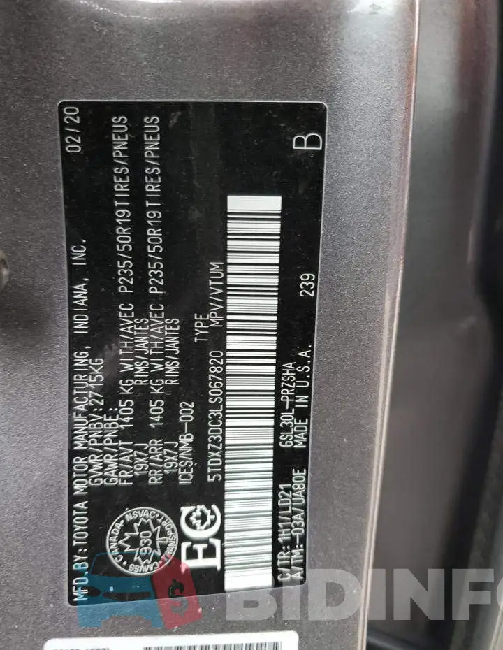 5TDXZ3DC3LS067820 Photo# 13