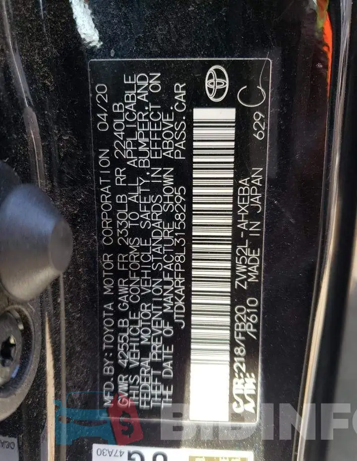 JTDKARFP8L3158295 Photo# 13