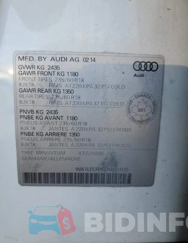 WA1LFCFP5EA091635 Photo# 14