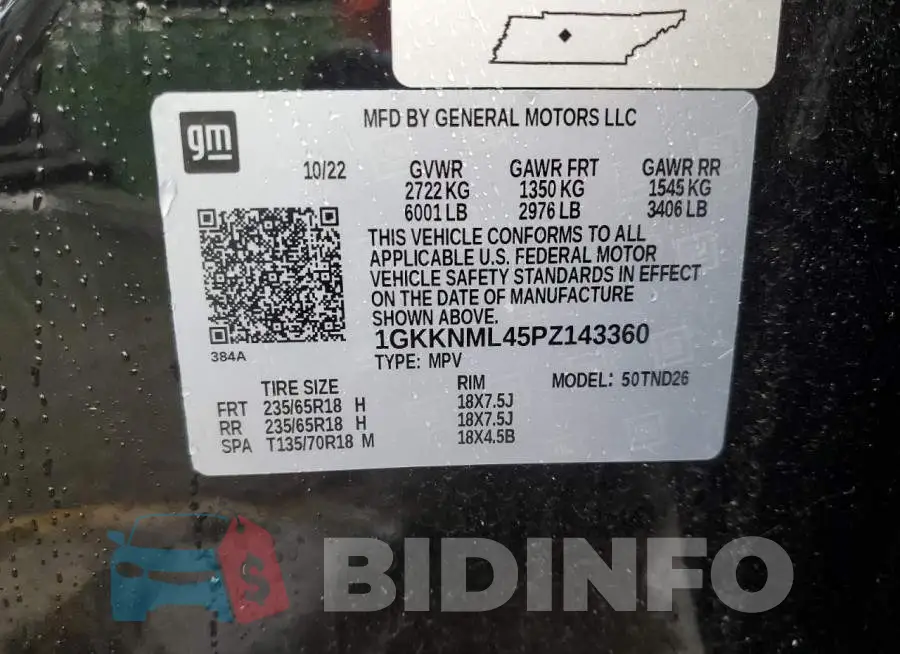 1GKKNML45PZ143360 Photo# 13