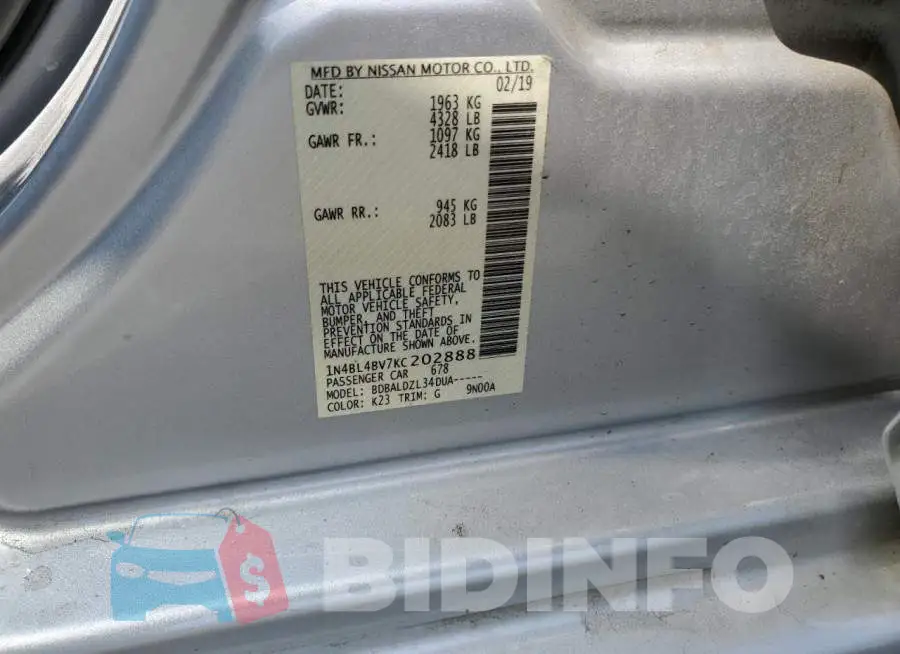1N4BL4BV7KC202888 Photo# 12