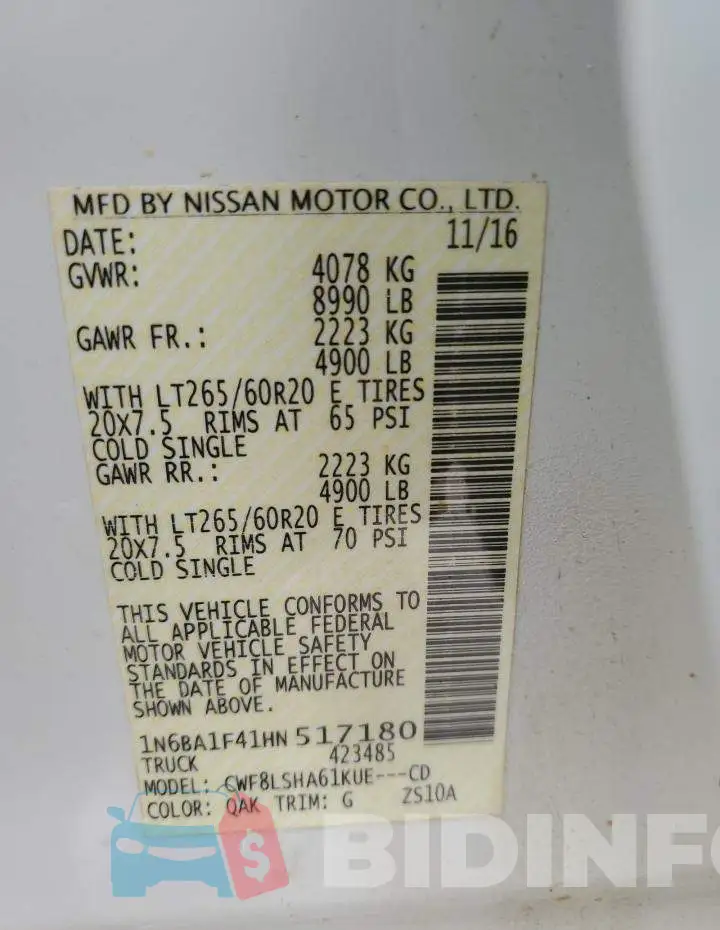 1N6BA1F41HN517180 Photo# 12