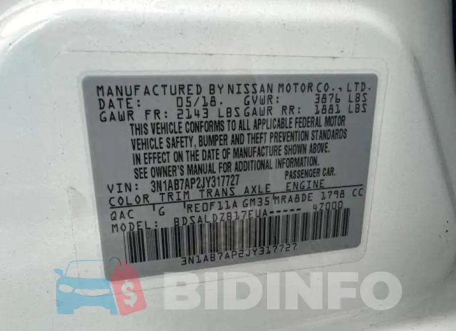 3N1AB7AP2JY317727 Photo# 10