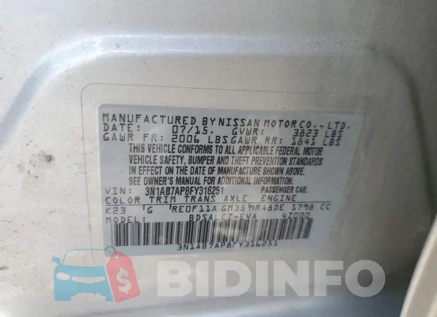 3N1AB7AP8FY316251 Photo# 13