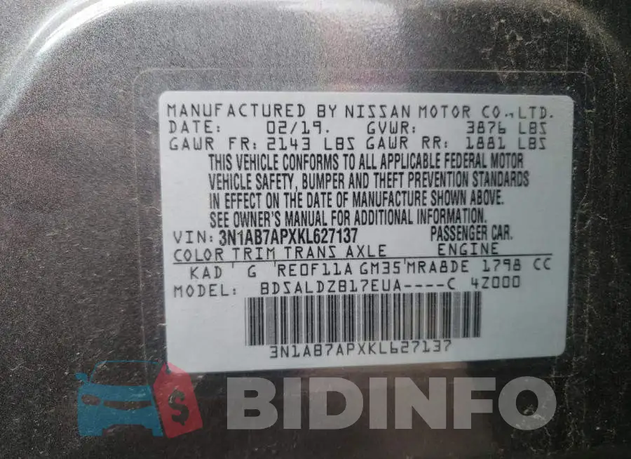 3N1AB7APXKL627137 Photo# 12