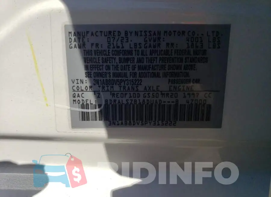 3N1AB8DV5PY315222 Photo# 12