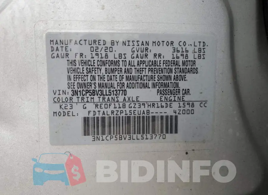 3N1CP5BV3LL513770 Photo# 14