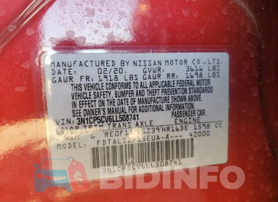 3N1CP5CV6LL508741 Photo# 12