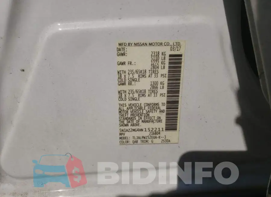 5N1AZ2MG4HN152211 Photo# 12