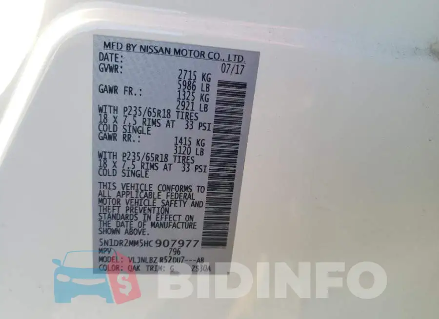 5N1DR2MM5HC907977 Photo# 13