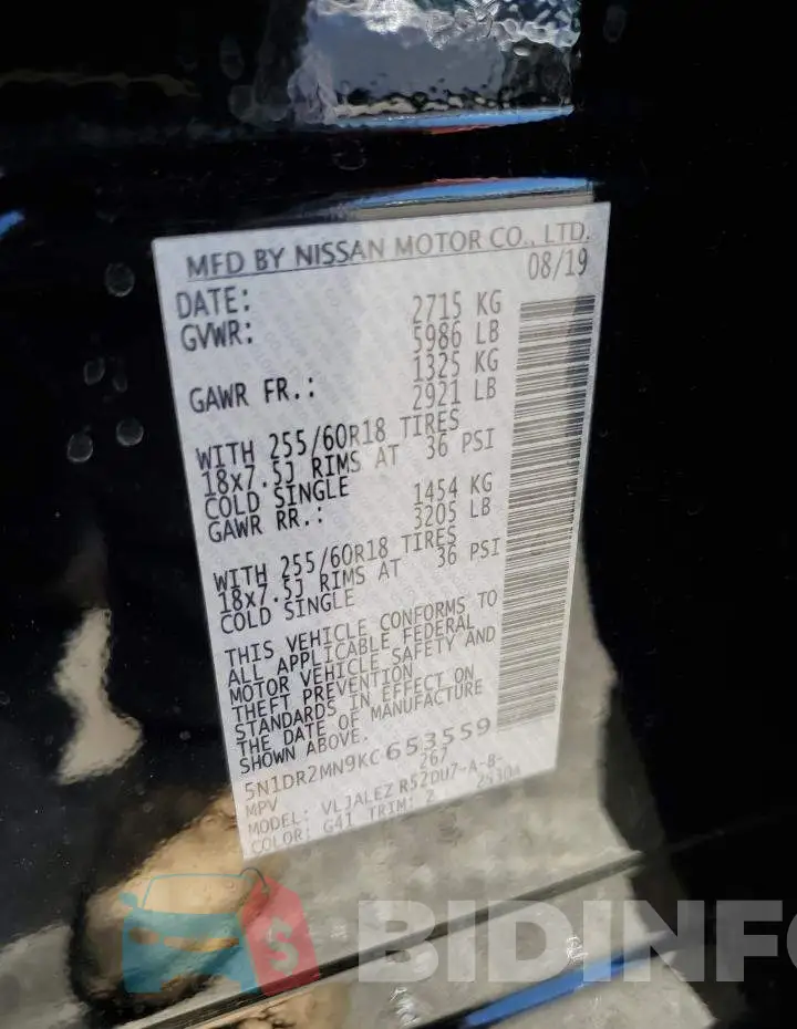 5N1DR2MN9KC653559 Photo# 13
