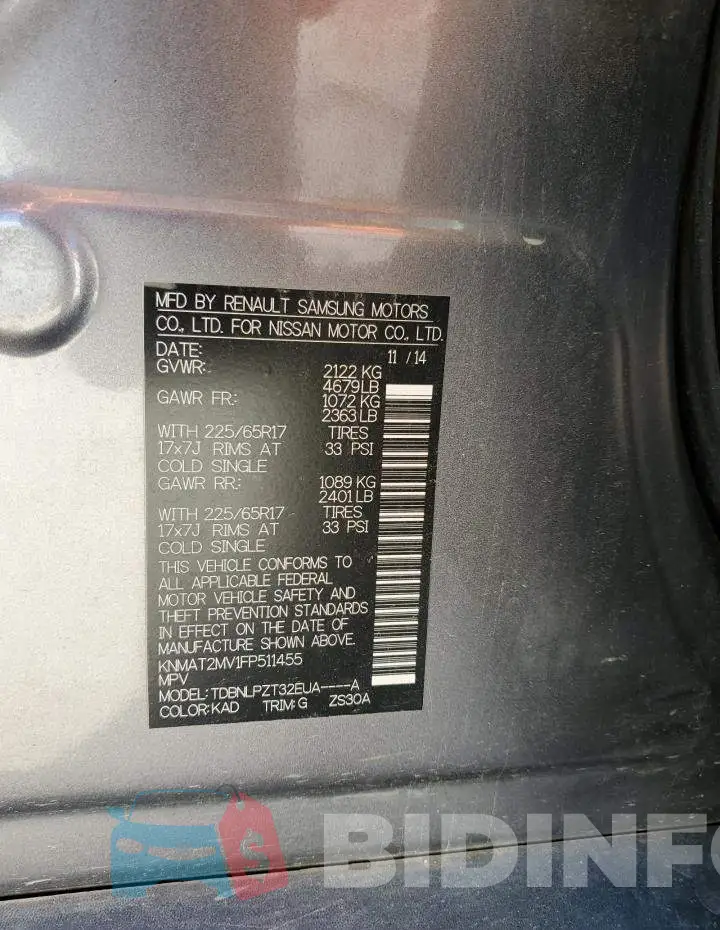 KNMAT2MV1FP511455 Photo# 12