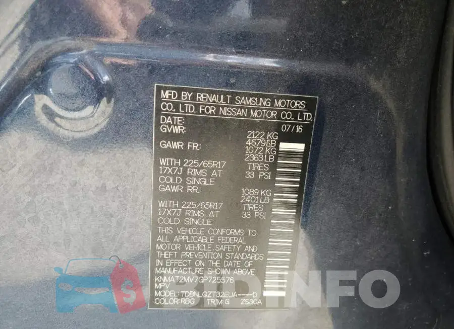 KNMAT2MV7GP725576 Photo# 13
