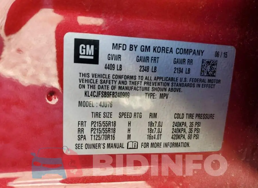 KL4CJFSB9FB240909 Photo# 13
