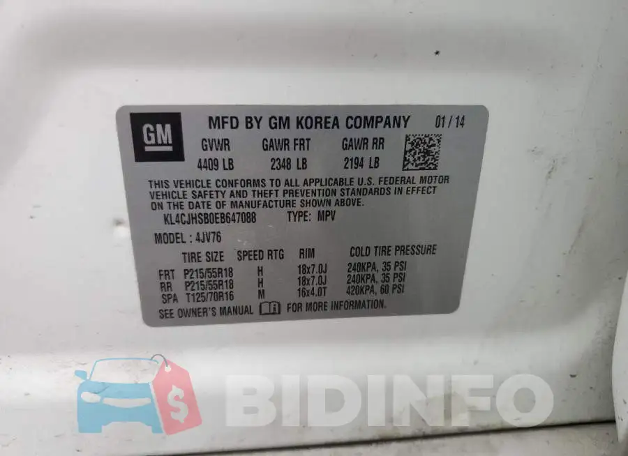 KL4CJHSB0EB647088 Photo# 13
