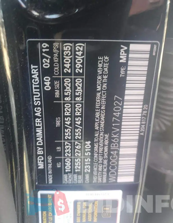 WDC0G4JB6KV174027 Photo# 12