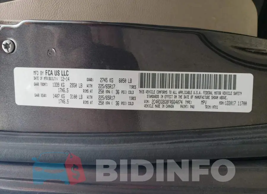 2C4RDGBG8FR664074 Photo# 13