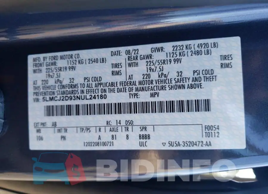 5LMCJ2D93NUL24180 Photo# 13