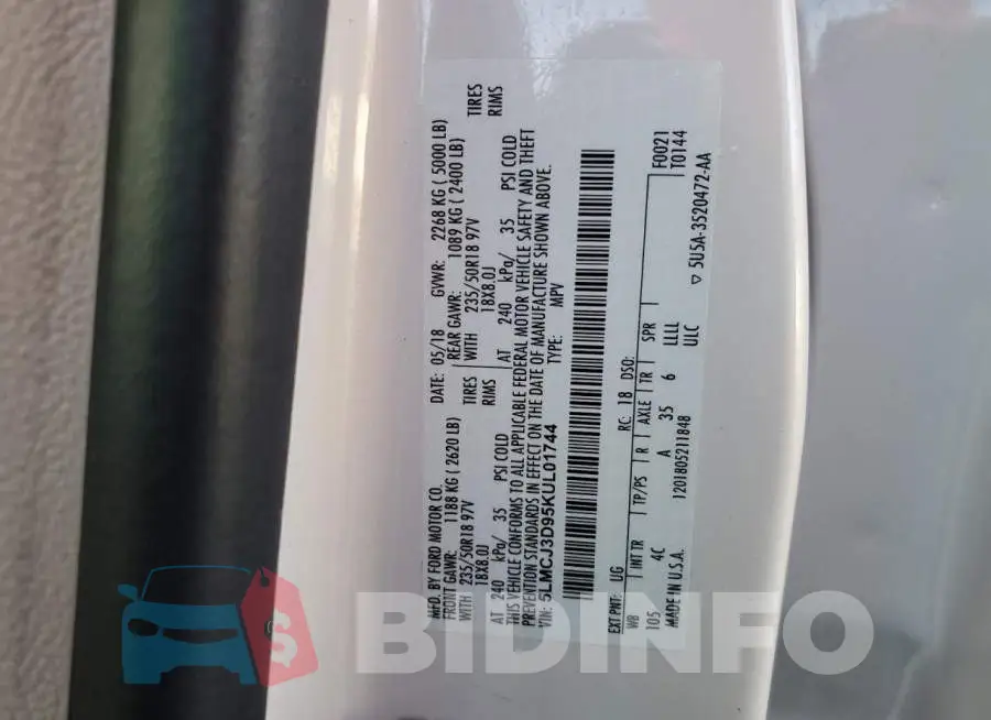 5LMCJ3D95KUL01744 Photo# 13