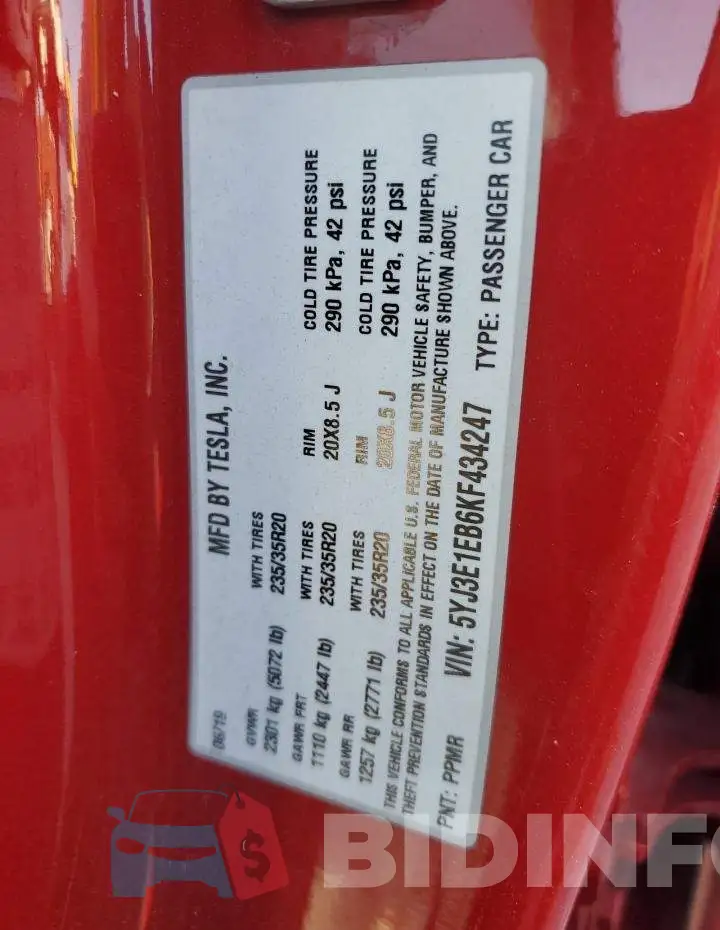 5YJ3E1EB6KF434247 Photo# 13