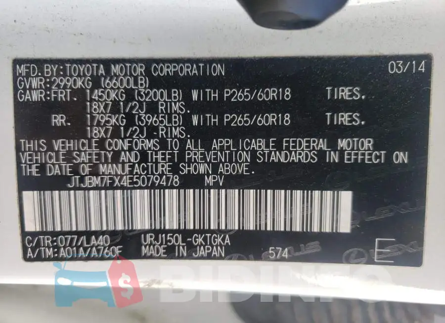 JTJBM7FX4E5079478 Photo# 14