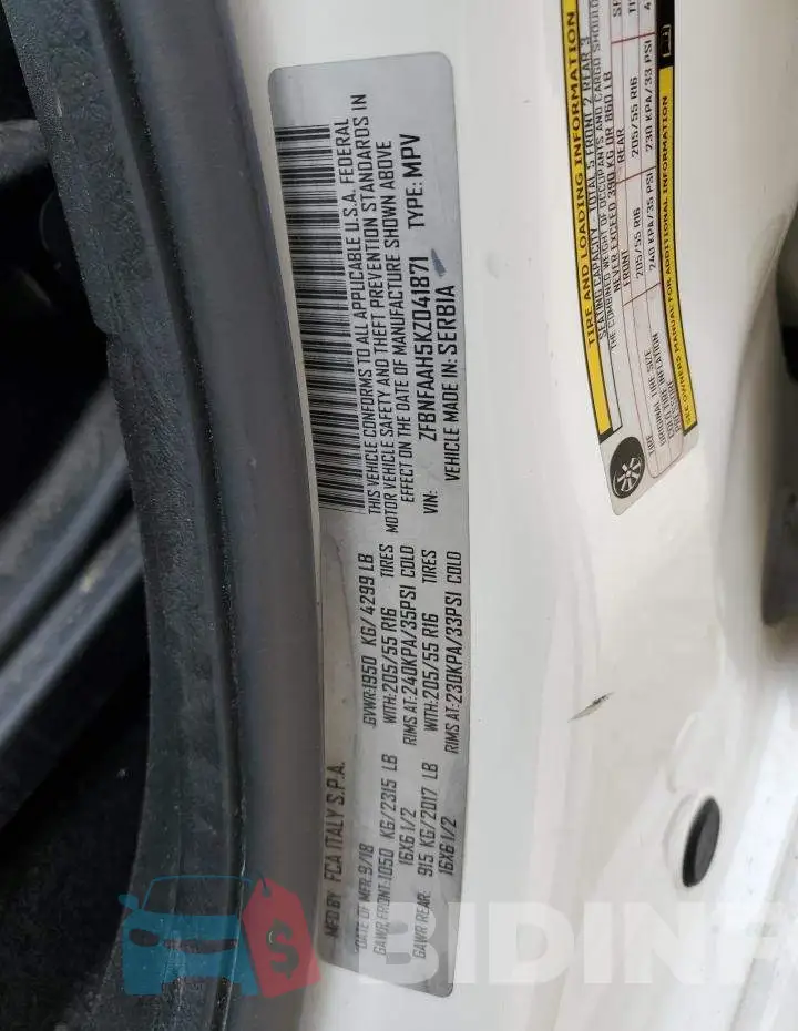 ZFBNFAAH5KZ041871 Photo# 13