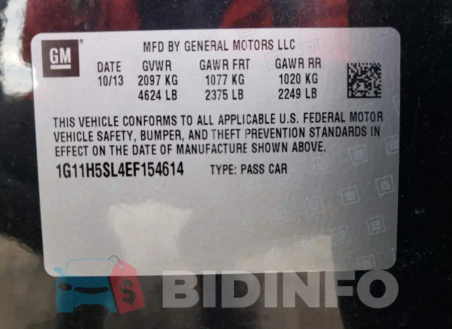 1G11H5SL4EF154614 Photo# 12