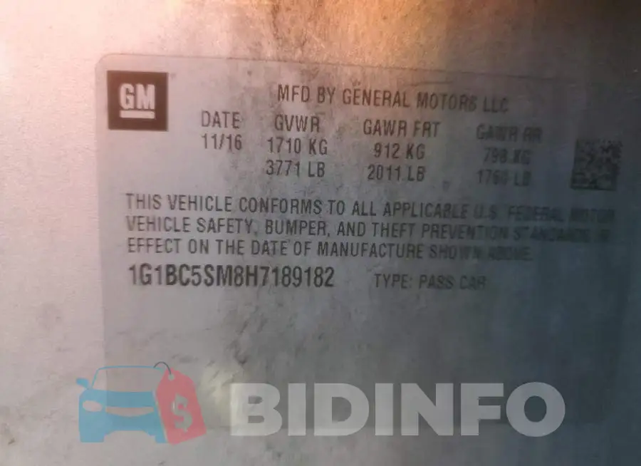 1G1BC5SM8H7189182 Photo# 12