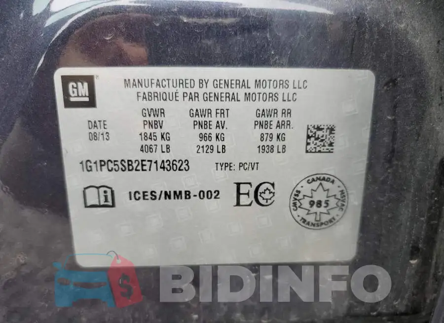 1G1PC5SB2E7143623 Photo# 13