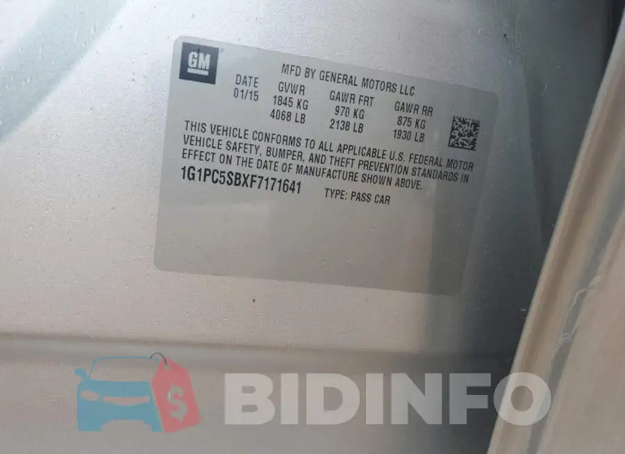 1G1PC5SBXF7171641 Photo# 12