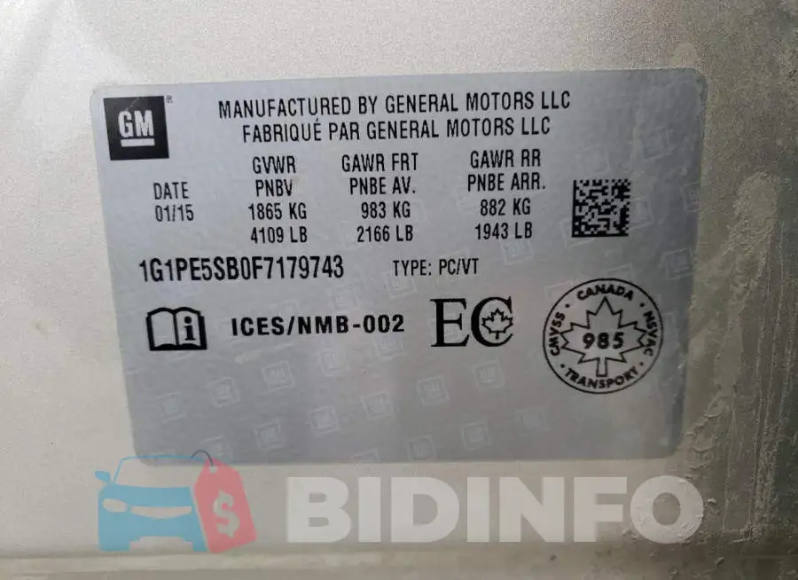 1G1PE5SB0F7179743 Photo# 12