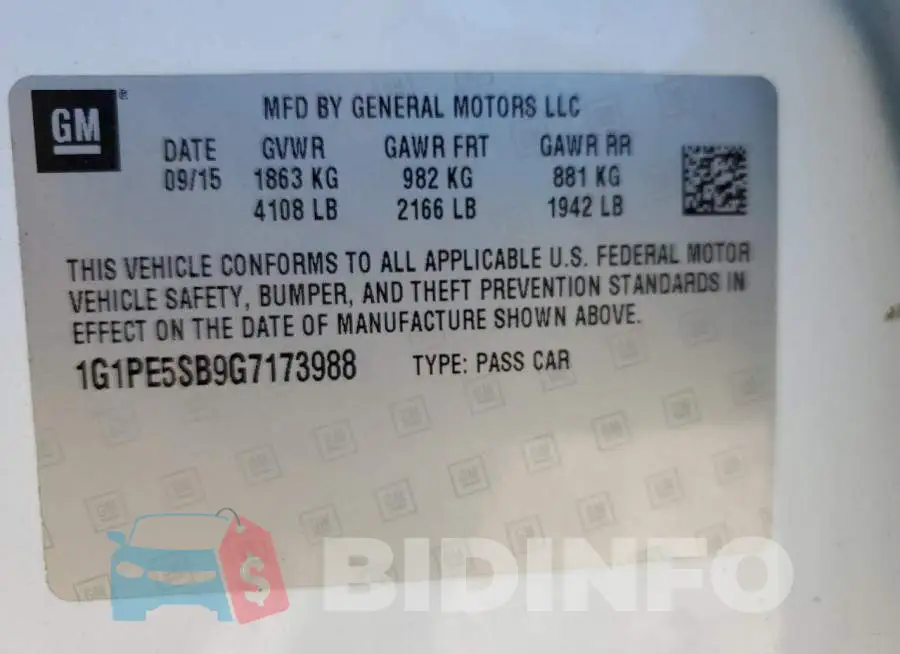 1G1PE5SB9G7173988 Photo# 12