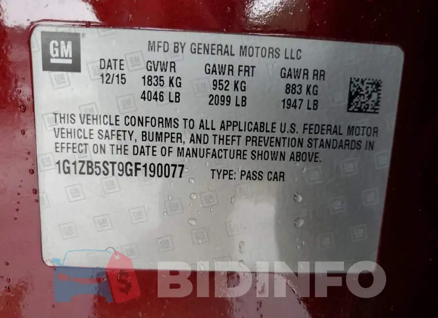 1G1ZB5ST9GF190077 Photo# 12