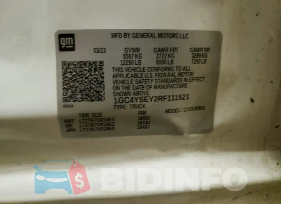 1GC4YSEY2RF111521 Photo# 12