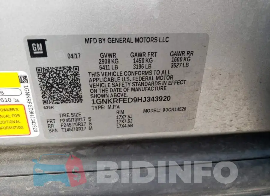 1GNKRFED9HJ343920 Photo# 12